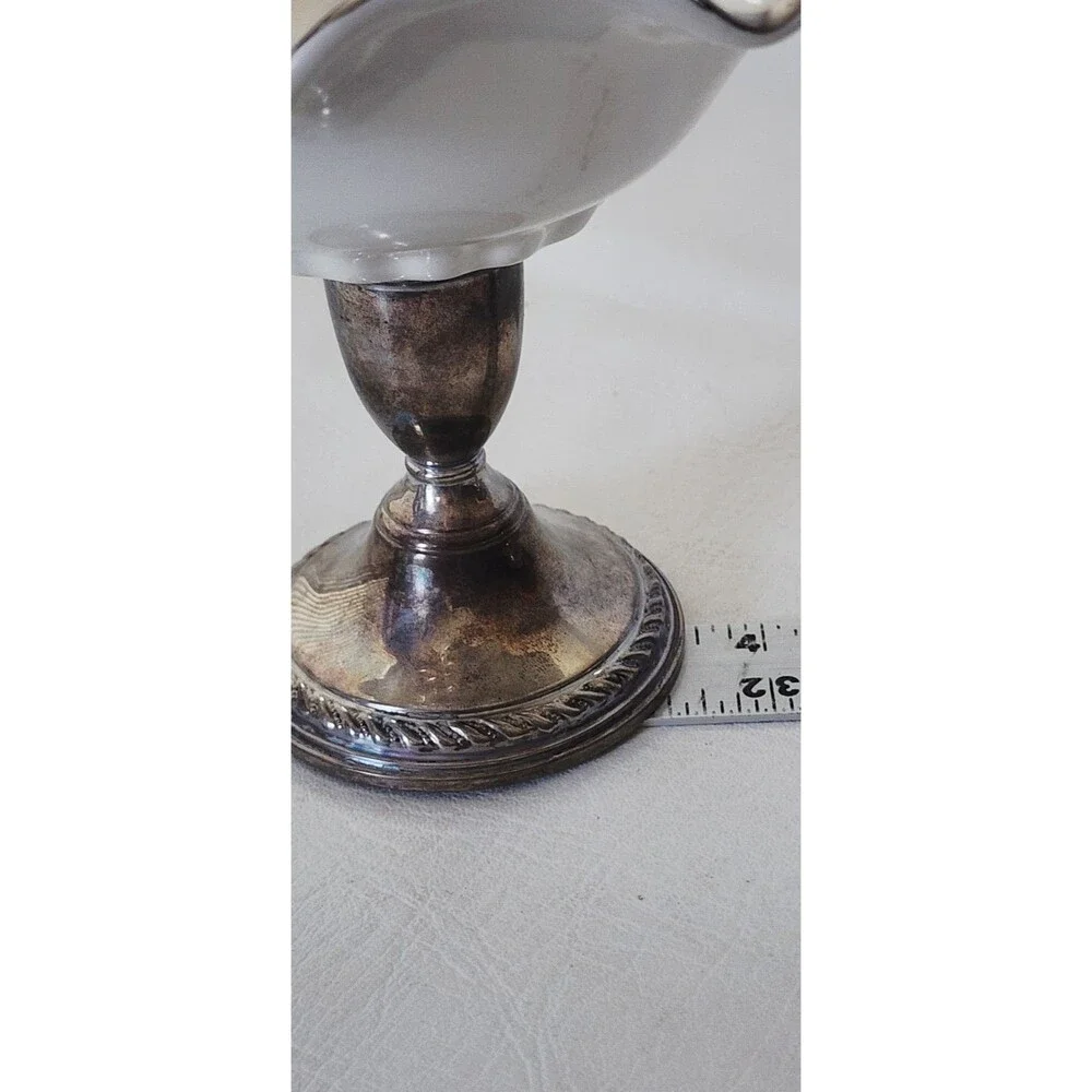 Preisner Porcelain Compote Weighted Sterling Silver Candy Dish Base - 1930's